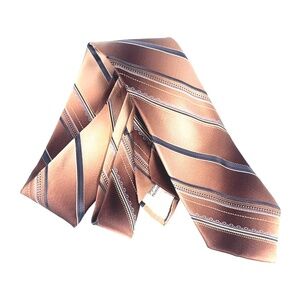 Orsini of Florence Italy Tie Brown Gold Blue Stripe Classic Wide
